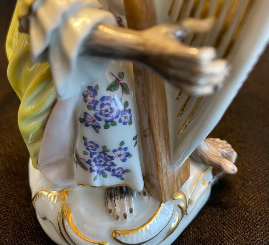 【美品】マイセン 猿の楽団 ハープ イエロー/ピンクドレスフィギュリン 1級品