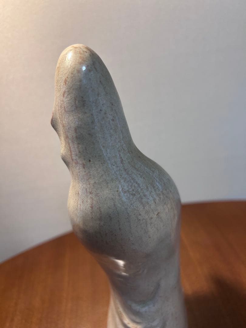 萩焼　大和松緑（大和吉孝）作 観音菩薩立像　元窯　観音置物　共箱付