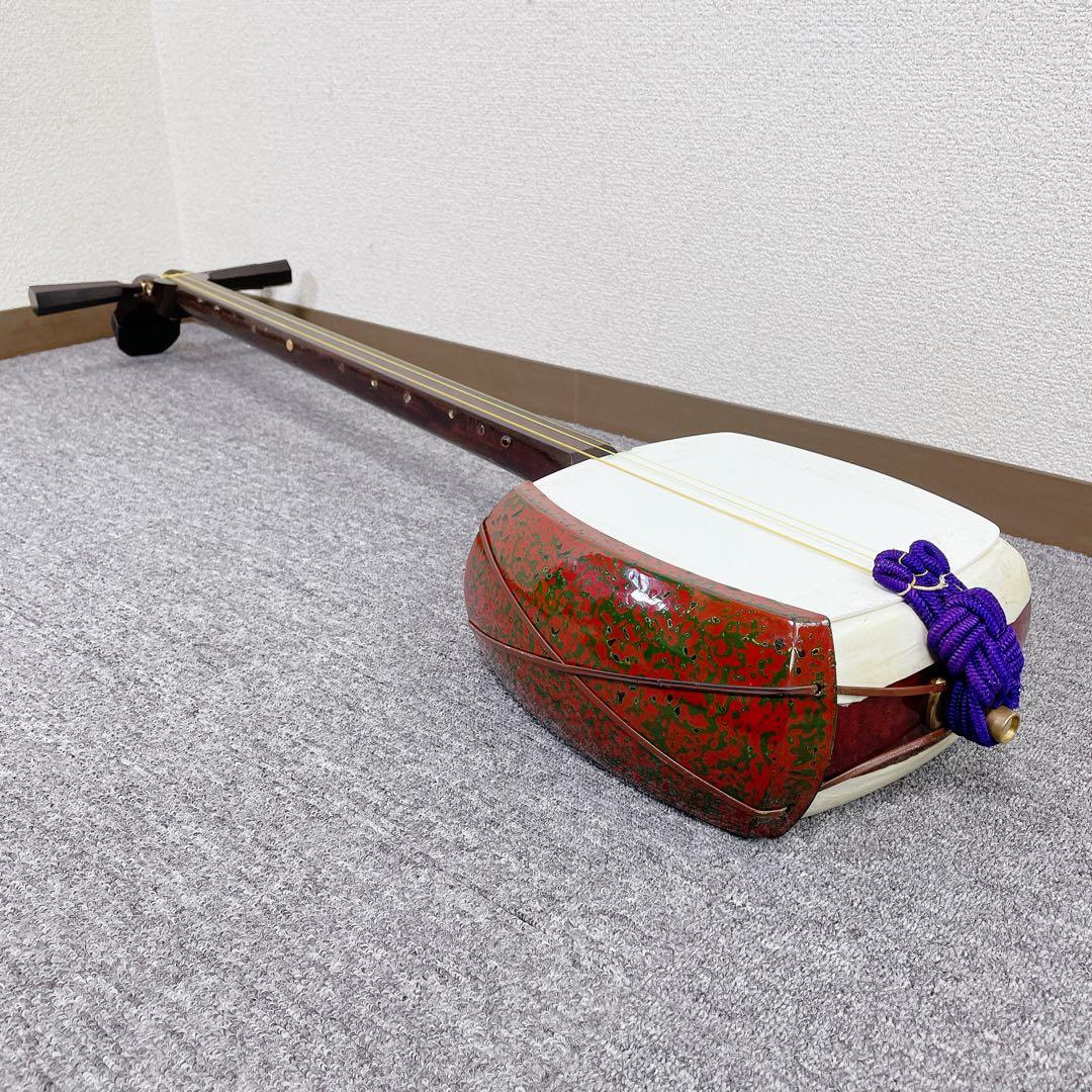 専用　津軽三味線 太棹 紅木 犬皮 綾杉彫り 段違い溝 東さわり 和楽器 三味線