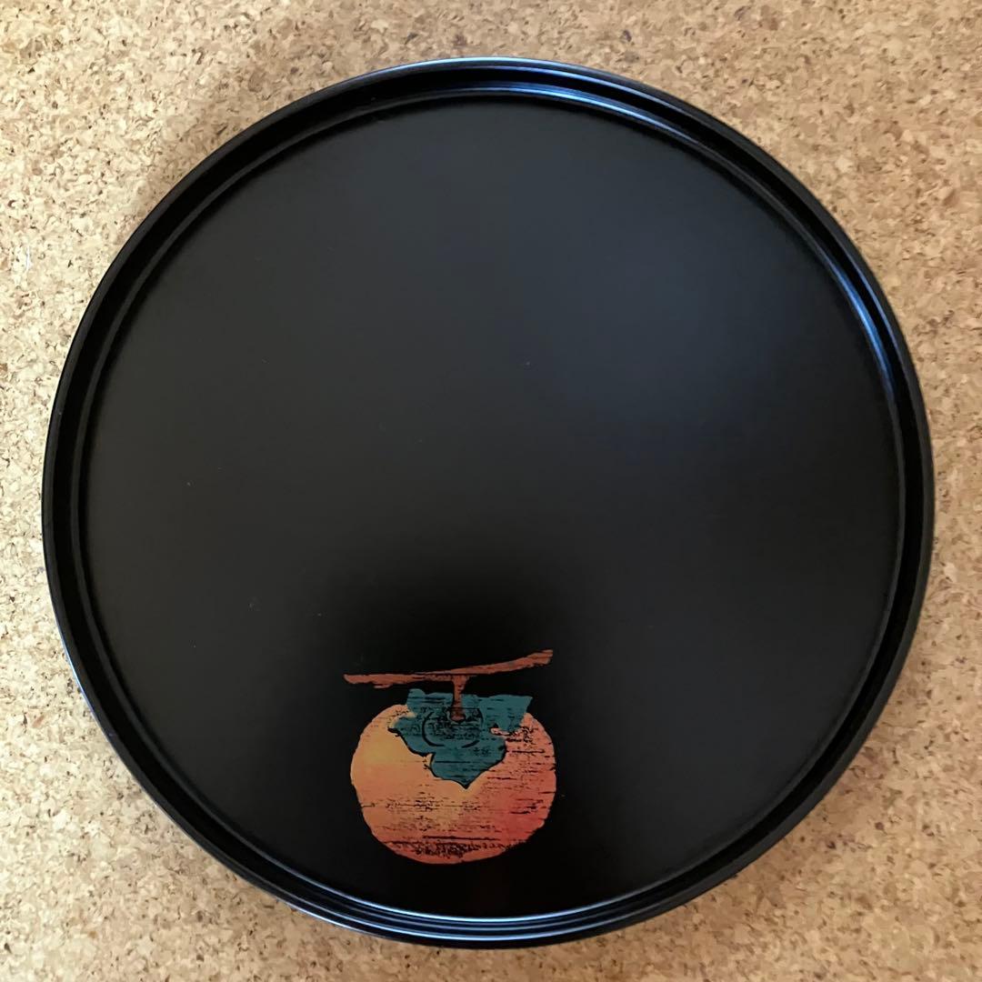 漆芸家　並木恒延作　お盆　柿