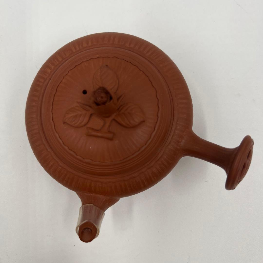 常滑焼 蓬菜堂 二代 杉江翁軒造 手造 椿の花 摘 急須 共箱煎茶道具