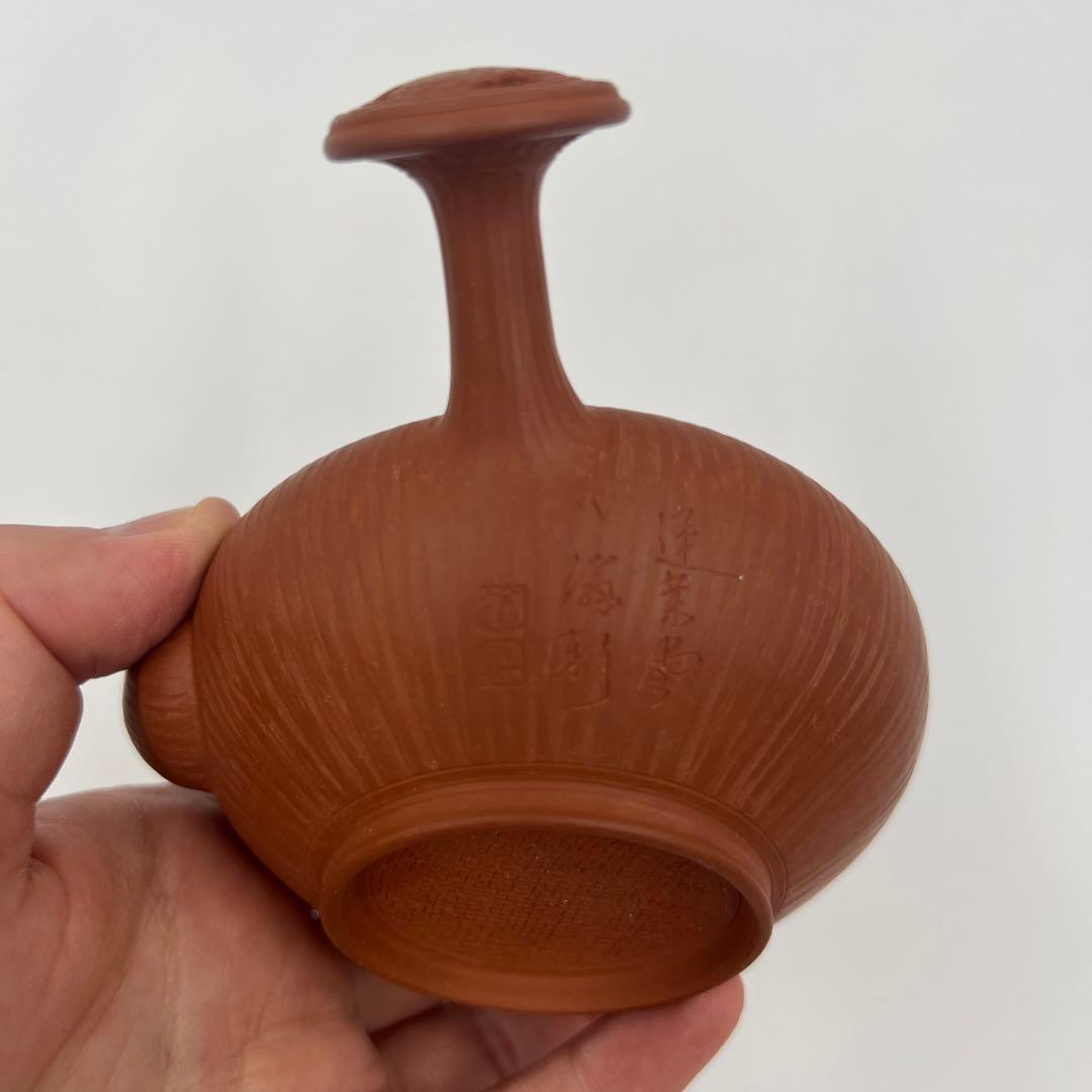 常滑焼 蓬菜堂 二代 杉江翁軒造 手造 椿の花 摘 急須 共箱煎茶道具