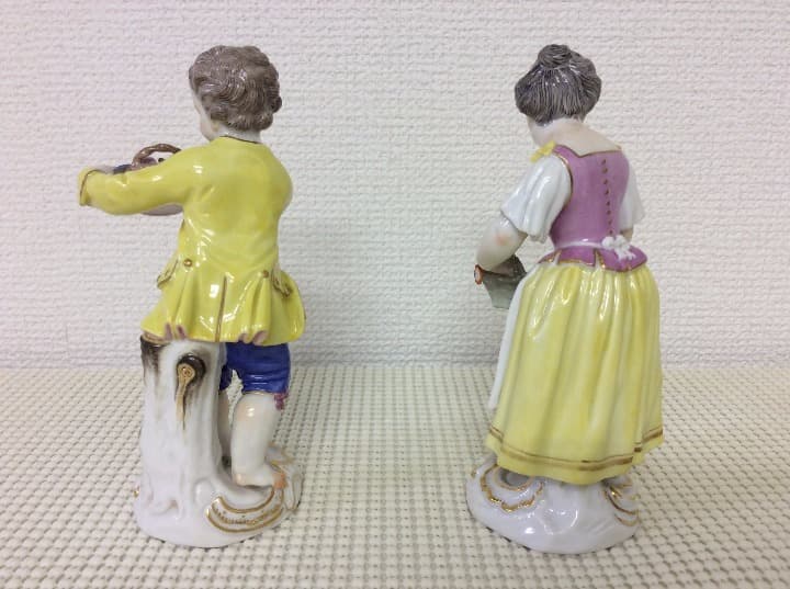 マイセン ペア人形 フィギュア 花籠の少年少女 絶版 レア作品