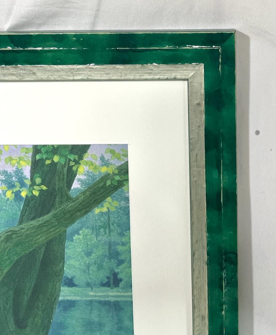 【新品】東山魁夷 『若葉の季節』複製画 　ポスター高級額付　風景画 新緑