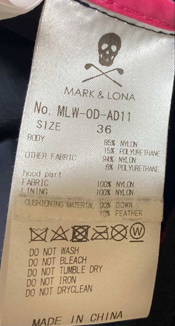 マークアンドロナ★MARK&LONA★ゴルフ★ダウンジャケット★ブラック×ピンク