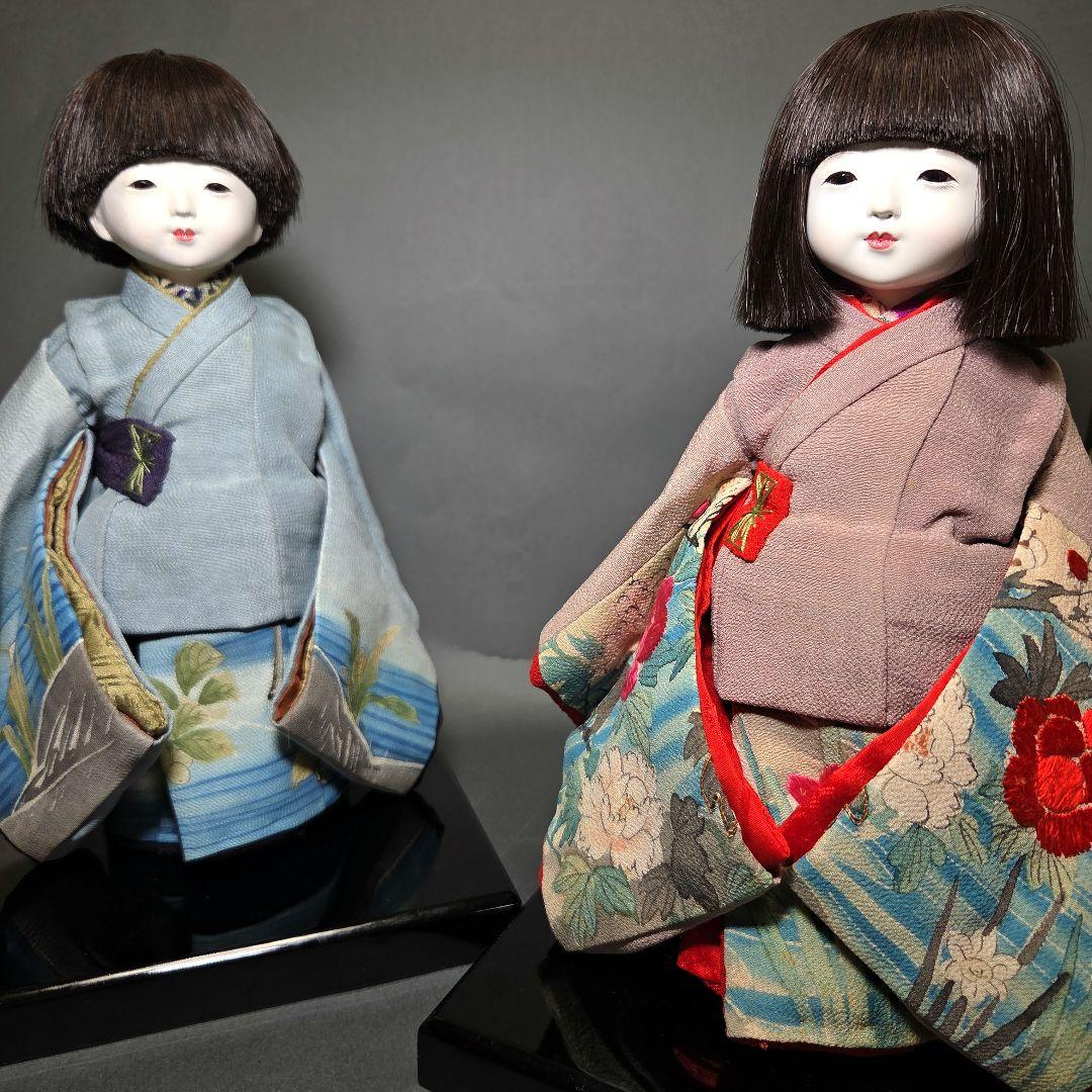 小さめな市松人形 　工房朋　春幸作　二人一緒に