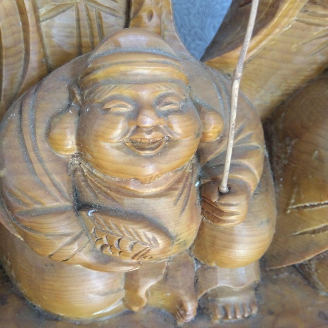 龍に乗った七福神　縁起物　中古品　 木製
