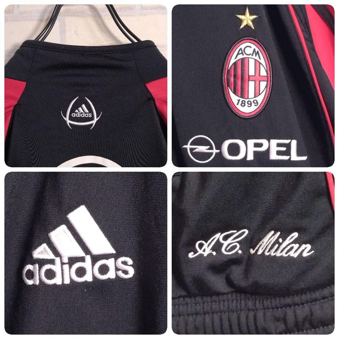 アディダス★00s ACミラン 刺繍ロゴ セットアップ 上下 黒 2XL 訳あり