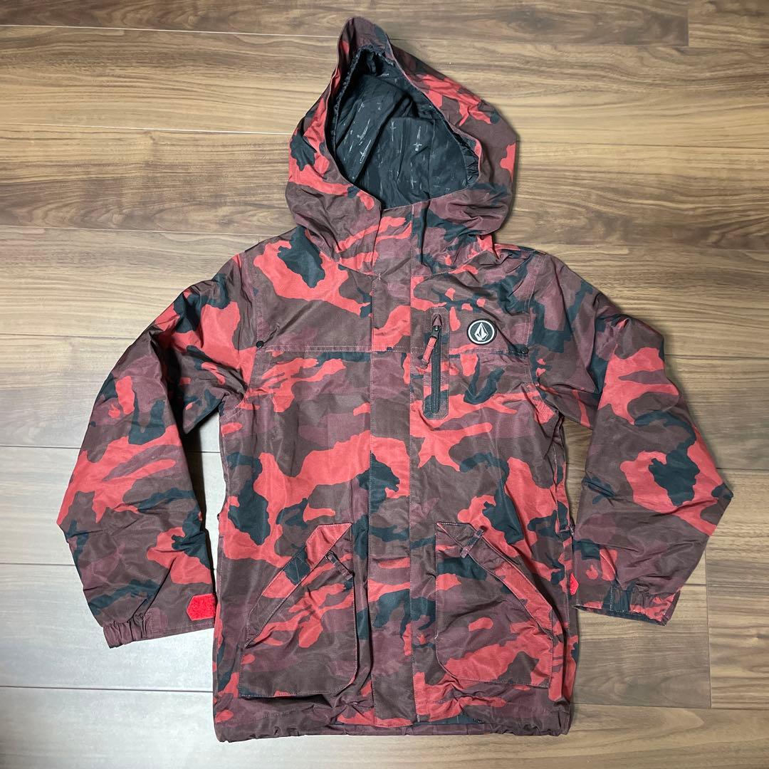 VOLCOM スノーボードウェア上下　子供用　赤黒迷彩