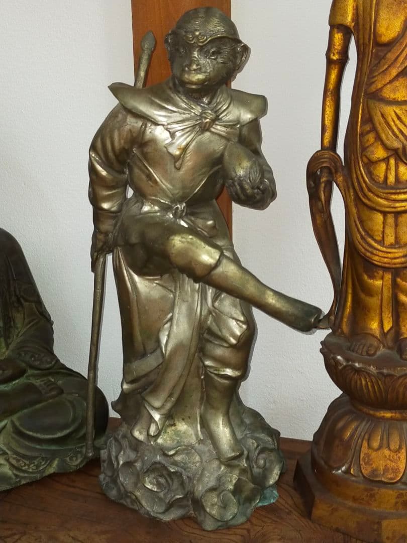 ♥値下げ！　孫悟空　ブロンズ像　１０．２ｋｇ　銅像　西遊記　仏像　骨董　古玩