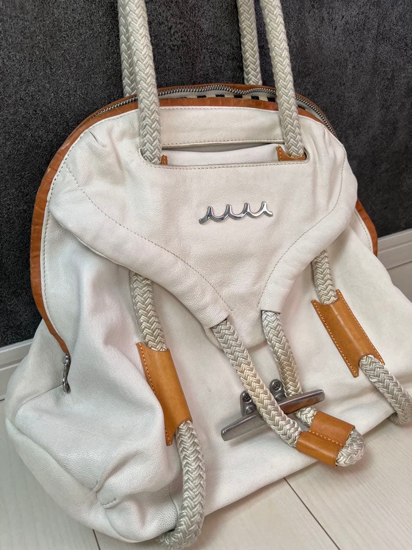 ア*ス様 ムータマリン　バッグ　クリートセーラーバッグ　ゴート革　ホワイト