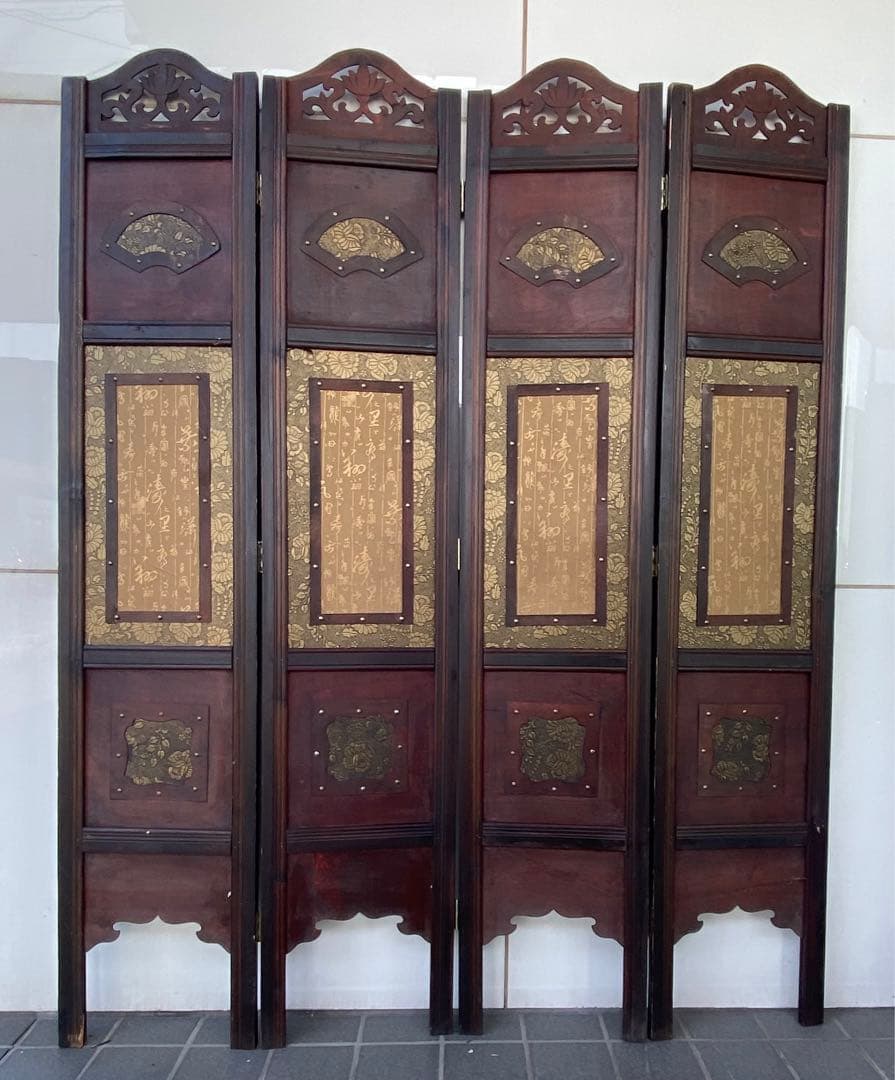 唐物 中国风の骨董品木屏風　年代不詳骨董品　入手困難 割引相談可3