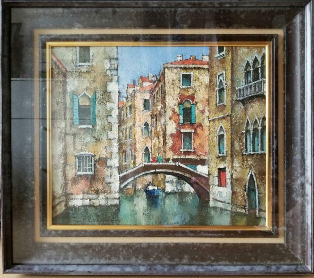 絵画　油彩画　中吉照雄 「ベニスと運河」F8　送料込み