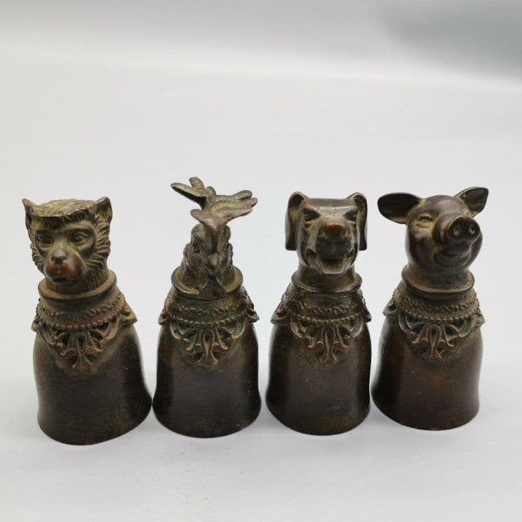 銅 細工 十二支獣首杯 装飾品 現代工芸品 美術品 置物