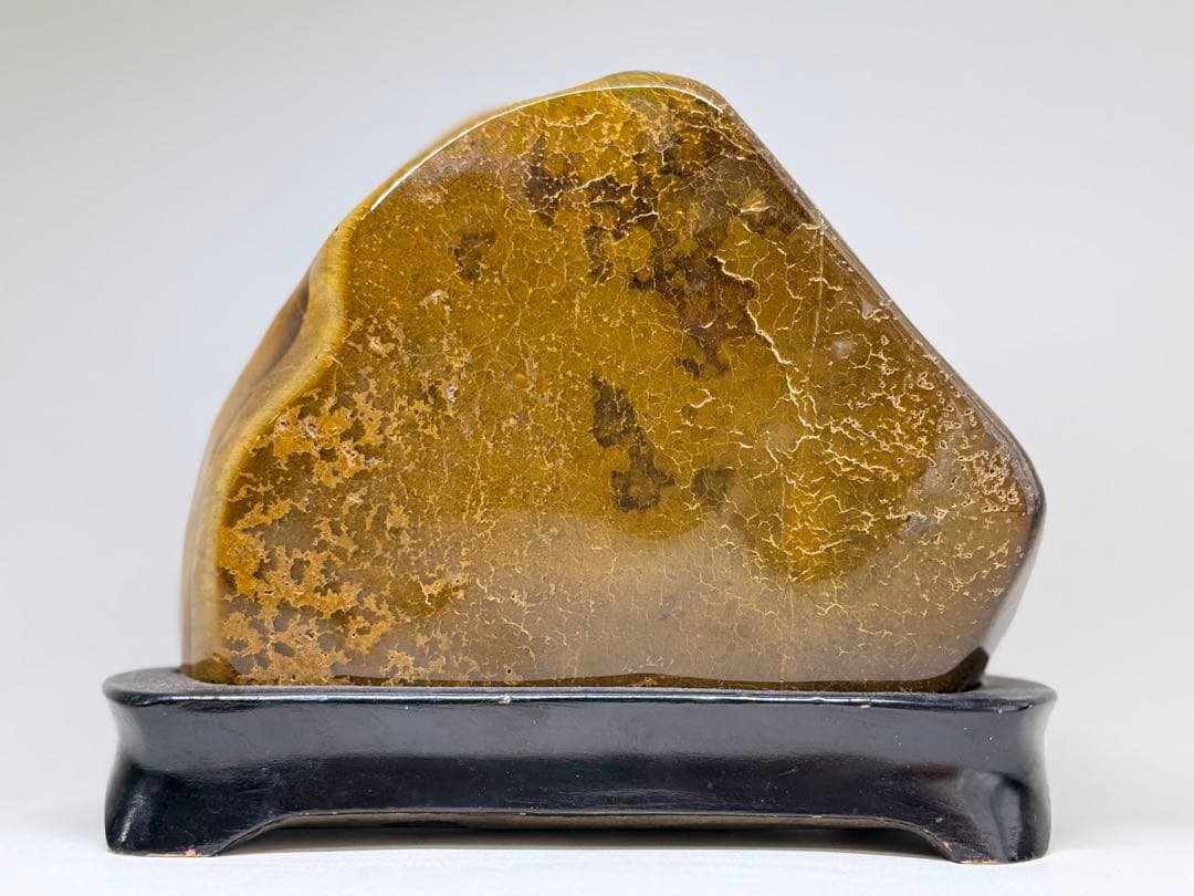 N 鑑賞品 美品 虎目石飾台付 1.4kg 宝石