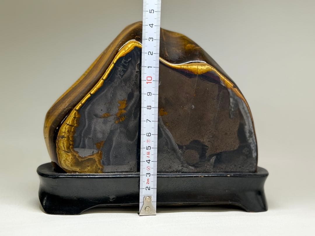 N 鑑賞品 美品 虎目石飾台付 1.4kg 宝石