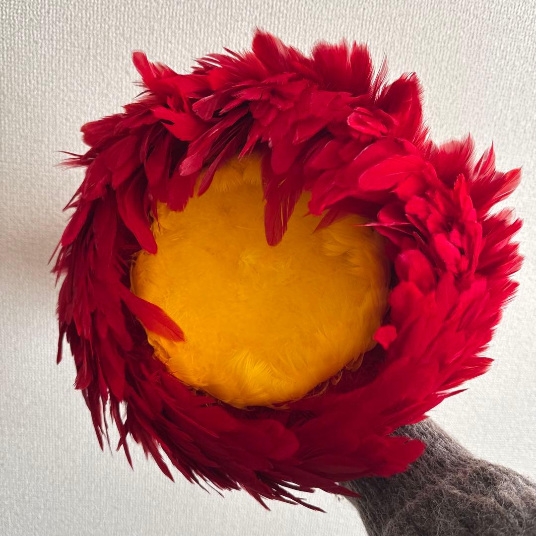 フラダンス用赤黄色羽毛楽器ウリウリ2点セット 入れ物付き