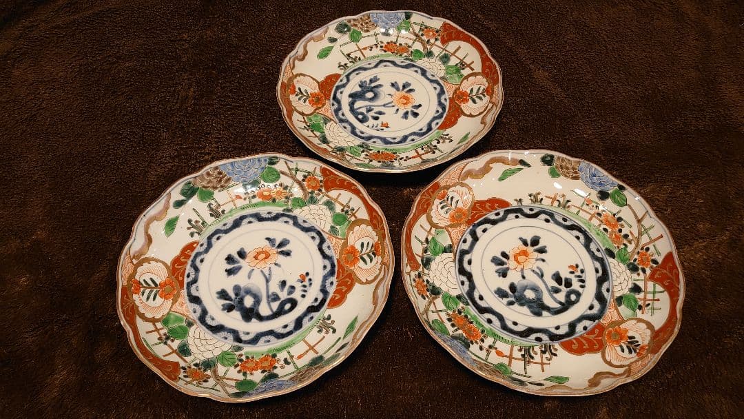 大聖寺伊万里　古伊万里　伊万里　中皿　7寸皿　蔵出し　3客