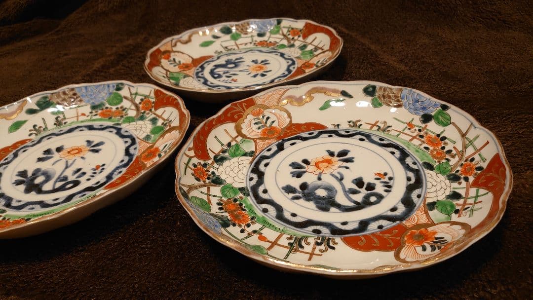 大聖寺伊万里　古伊万里　伊万里　中皿　7寸皿　蔵出し　3客