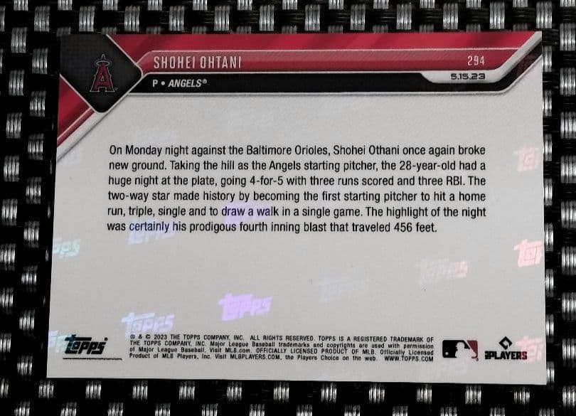 限定49枚 ブルーパラレル☆大谷翔平　Topps カード　シリアルナンバー