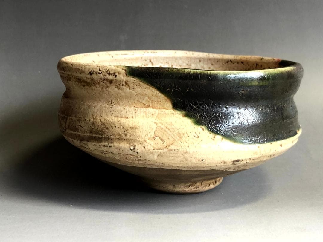 茶碗■古織部 清水六兵衛 六兵衛窯 古茶碗 歯車 茶道具 抹茶碗 時代物 骨董■