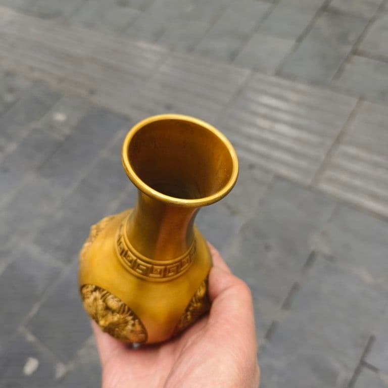 銅器 浮彫龍花瓶 銅花瓶 仏堂花瓶 事務室 応接間 工芸品 置物