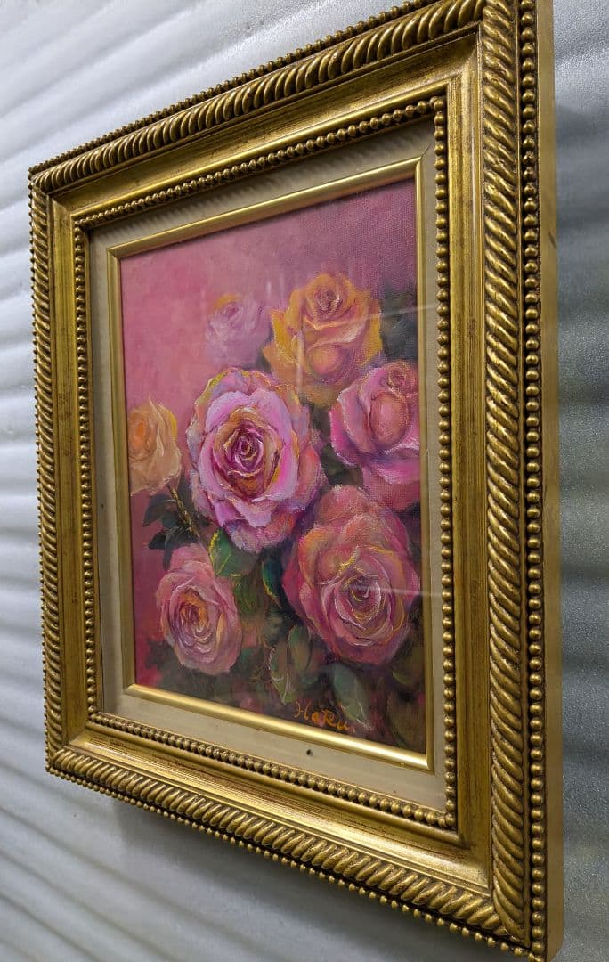 画家haru油彩画F3号★薔薇＊肉筆画＊一点物＊肉筆画＊静物画★