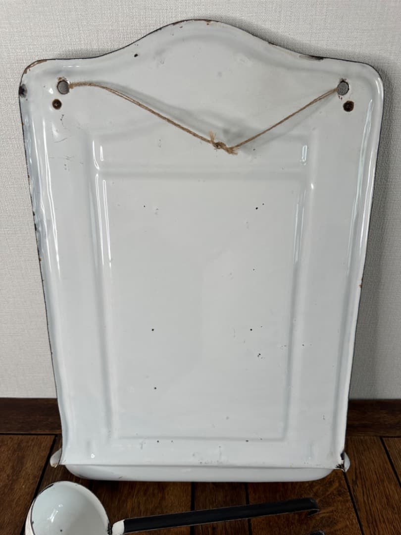 フランス　アンティーク　ホーロー　フレンチキッチン　レードル　ユーテンシルラック