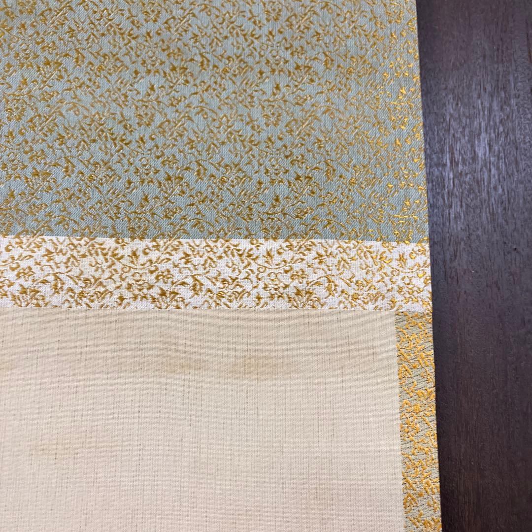 【希少・美術織物】掛け軸 織物風景画「春秋山水」金糸使用 縁起物 茶掛け