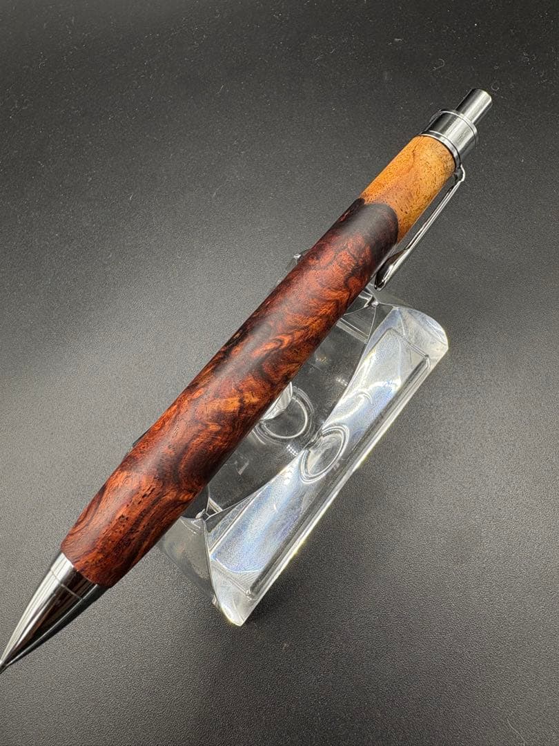 516特上　ホンジュラスローズウッド　瘤杢　木軸シャーペン　ボールペン　ツートン