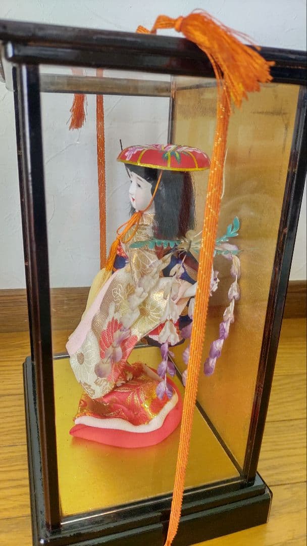 日本人形 藤娘 ガラスケース入り