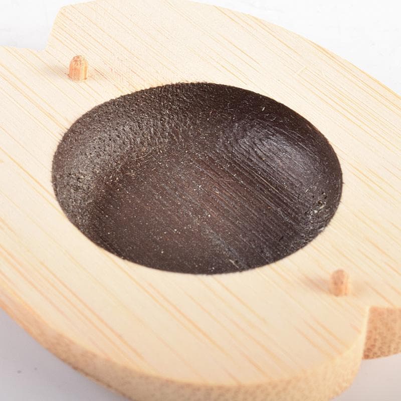 茶道具　竹細工師　山田竹遊造　蓮に蛙　竹香合　共箱　C　R4927