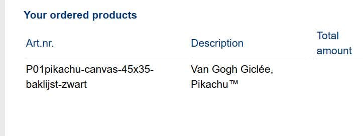 ゴッホ　ピカチュウ キャンバスアート 黒フレーム　黒枠　Sサイズ