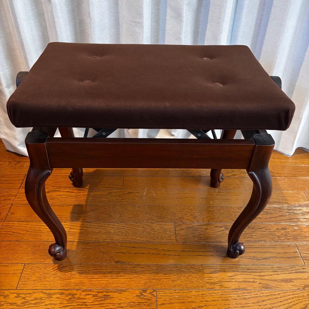 ピアノ椅子 猫脚 高低自在 調整 ブラウン 木目 ピアノ