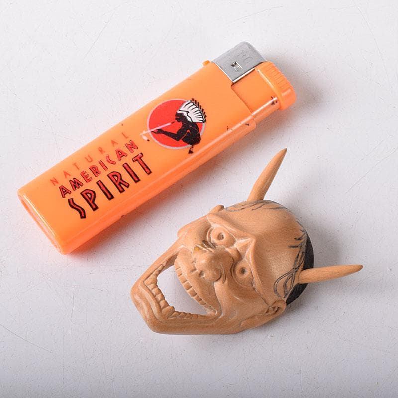 時代提げ物　木彫　面根付　能面　お面　般若面　C　7717