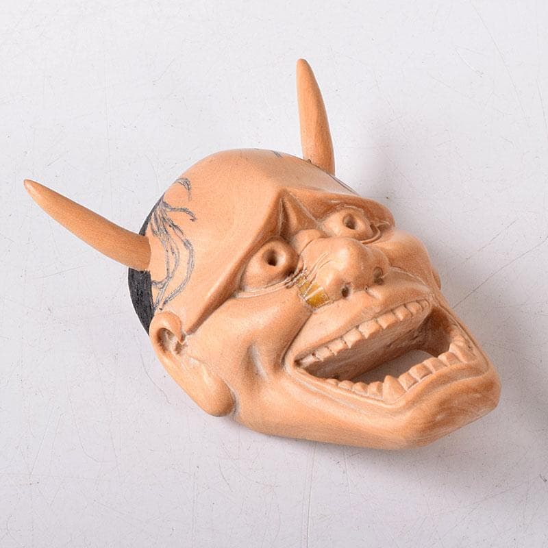 時代提げ物　木彫　面根付　能面　お面　般若面　C　7717