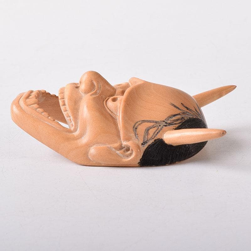 時代提げ物　木彫　面根付　能面　お面　般若面　C　7717