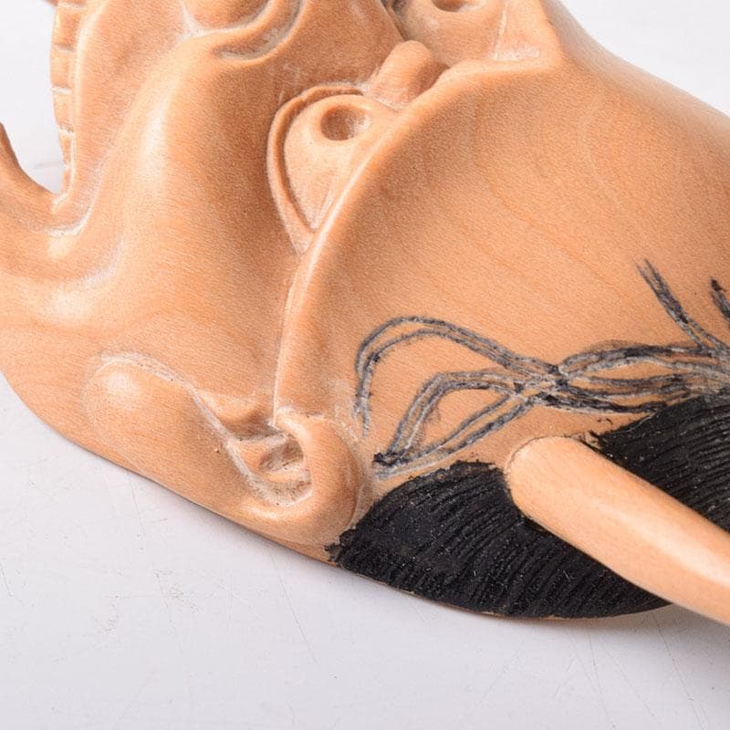 時代提げ物　木彫　面根付　能面　お面　般若面　C　7717