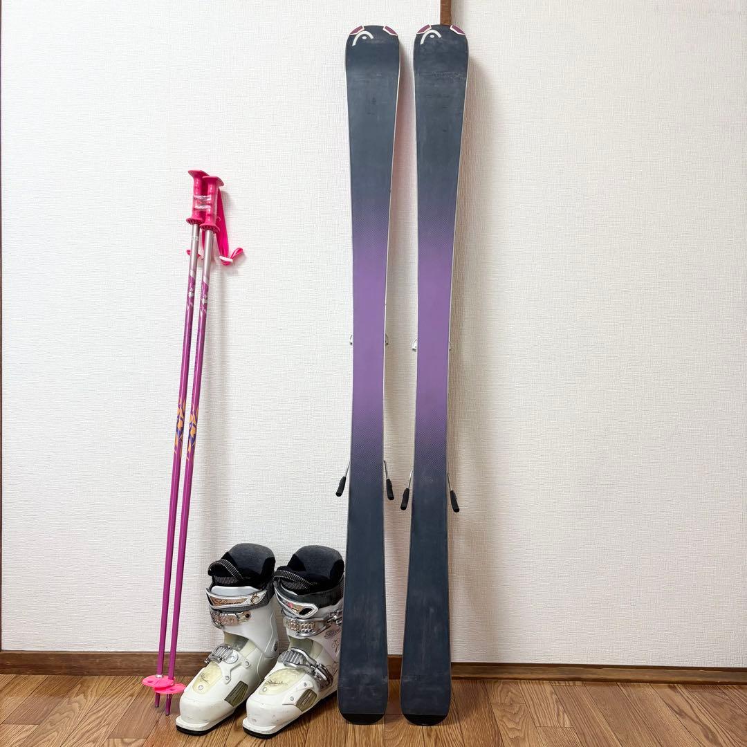 ■HEAD■女性用スキーセット■板149/靴24-24.5/ストック110
