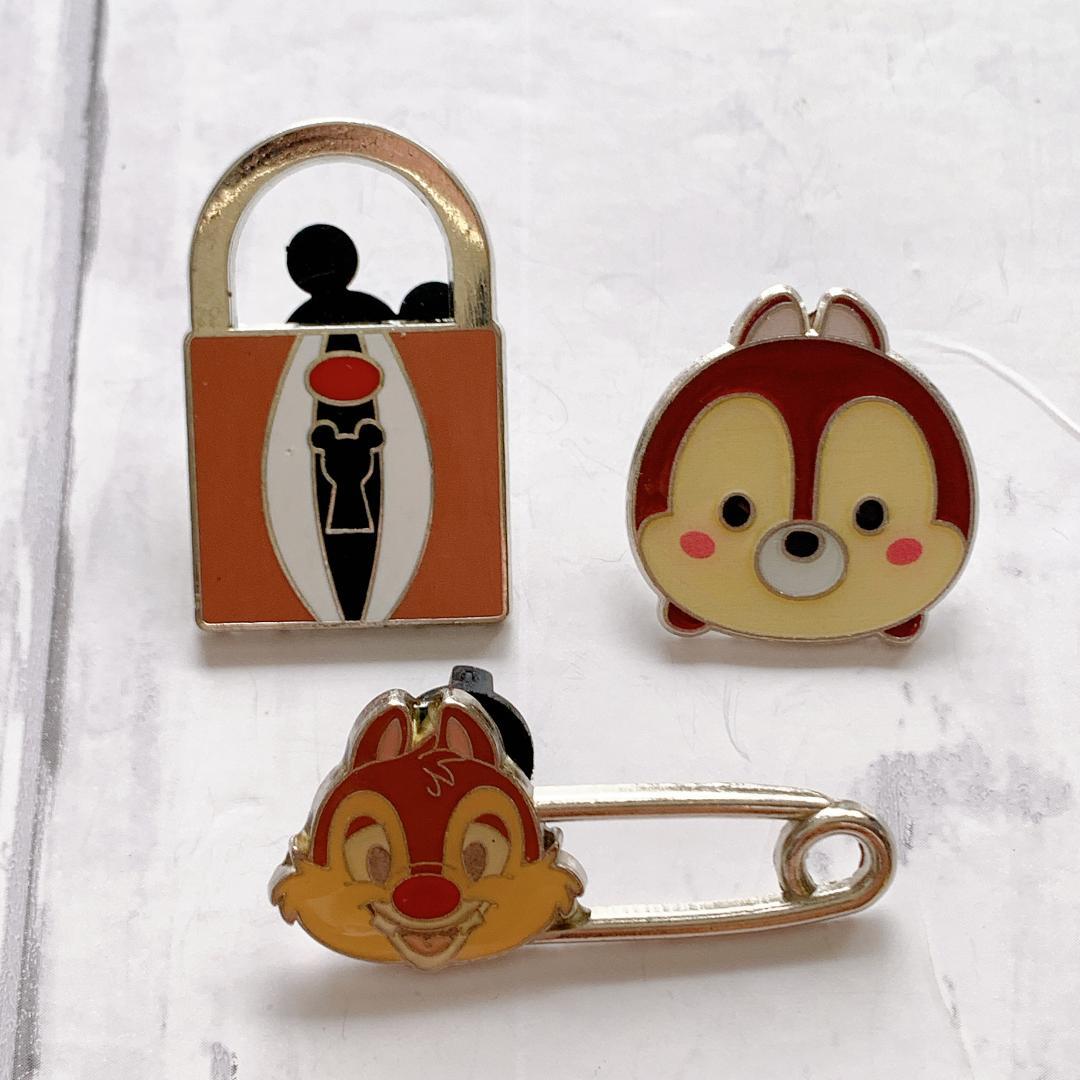 海外ディズニー★チップとデール ピンバッジ3個セット 隠れミッキーシリーズ等