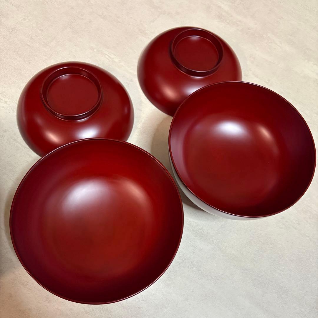 山田平安堂　古代朱　雑煮椀　二客　ペア