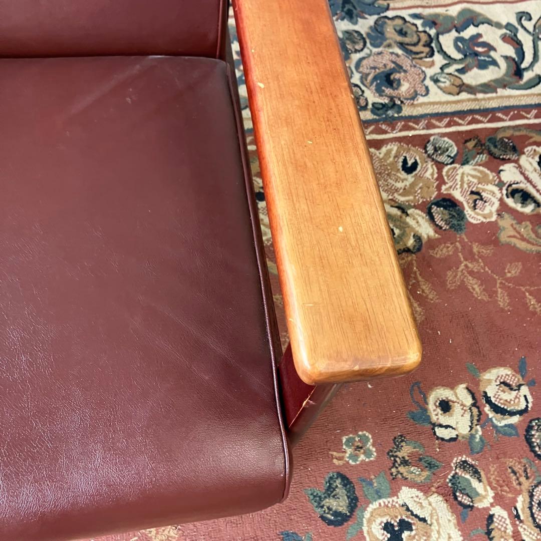 ①北欧レトロ プラス 木製フレーム アームチェア 一人掛けソファー ロビーチェア