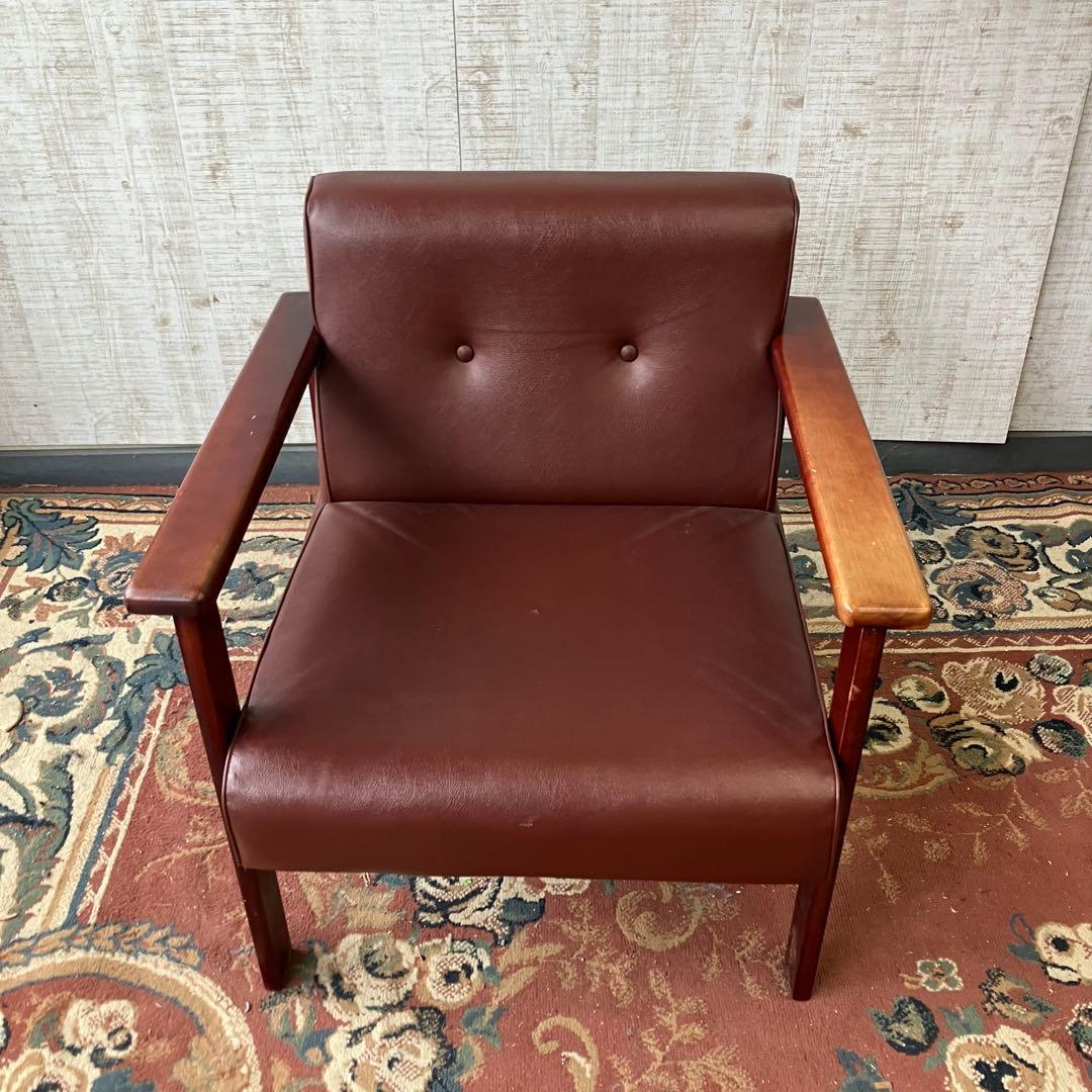 ①北欧レトロ プラス 木製フレーム アームチェア 一人掛けソファー ロビーチェア