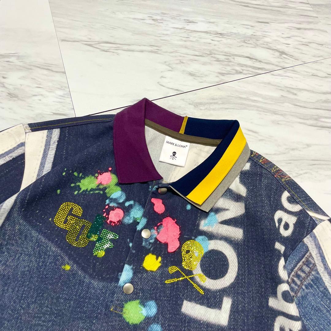 極美品 23SS⭐️マーク&ロナ ポロシャツ 木村拓哉着用モデル 総柄 ドクロ L
