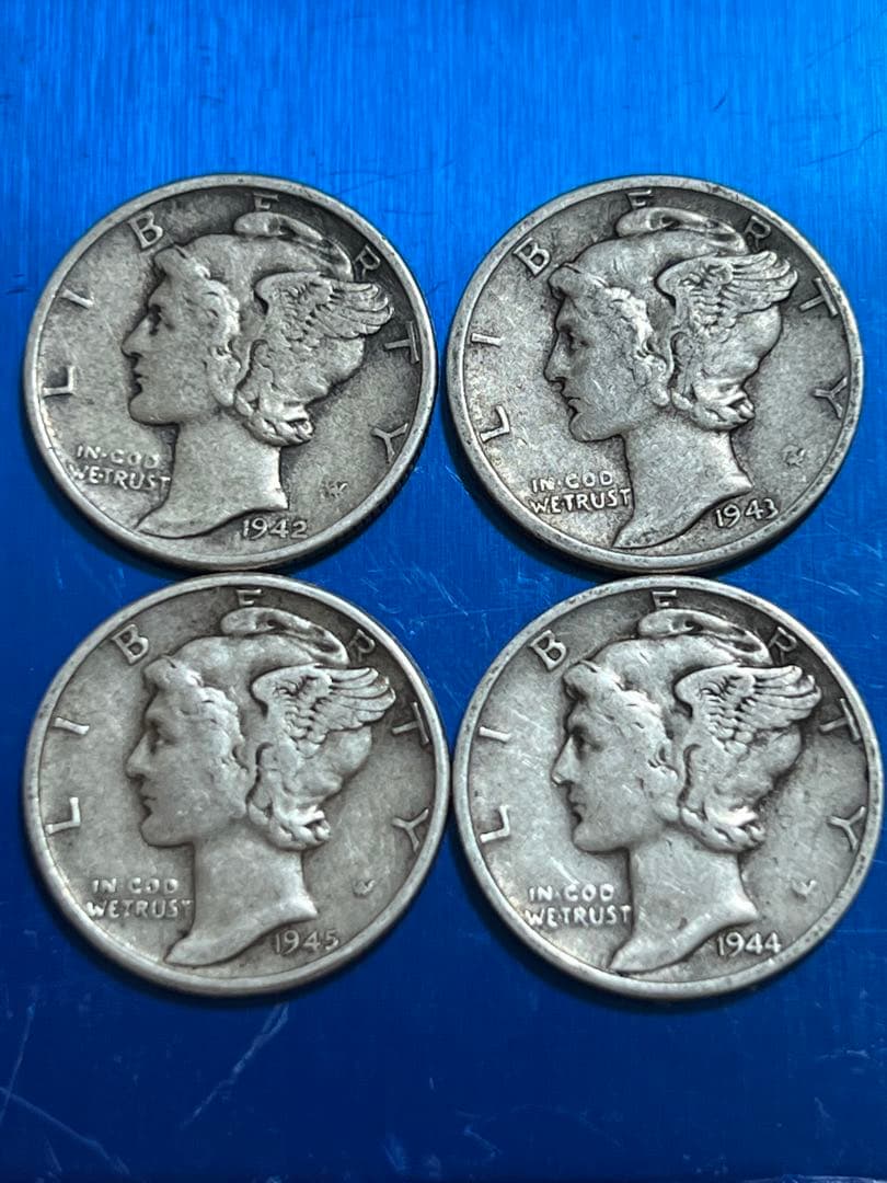 銀貨マーキュリー・ダイム 4枚セット Mercury dime silver