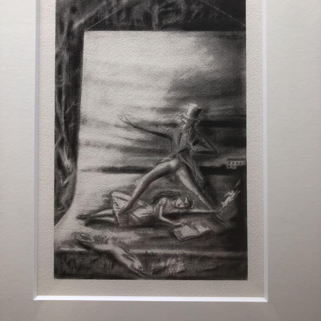 金子國義 版画  額装 不思議の国のアリス　白ウサギ