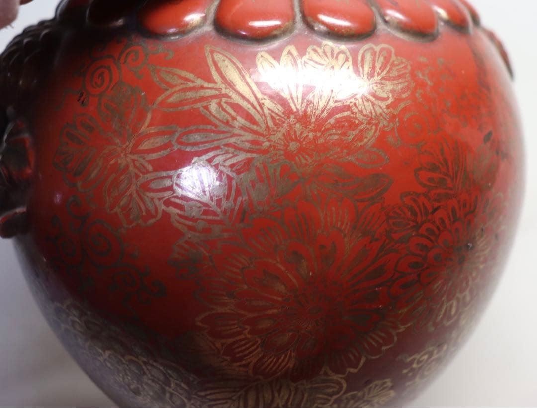 江戸　永楽　金彩菊紋瓶　アンティーク　送料込み0523