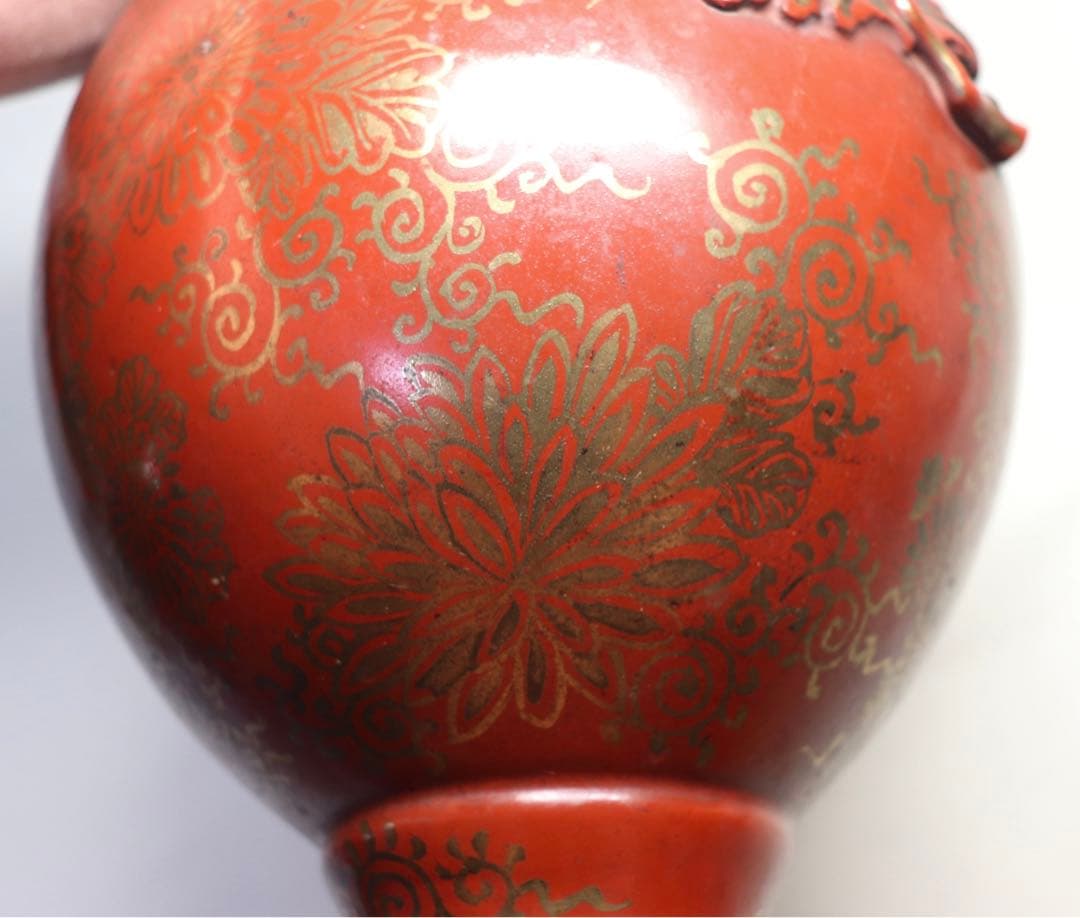 江戸　永楽　金彩菊紋瓶　アンティーク　送料込み0523