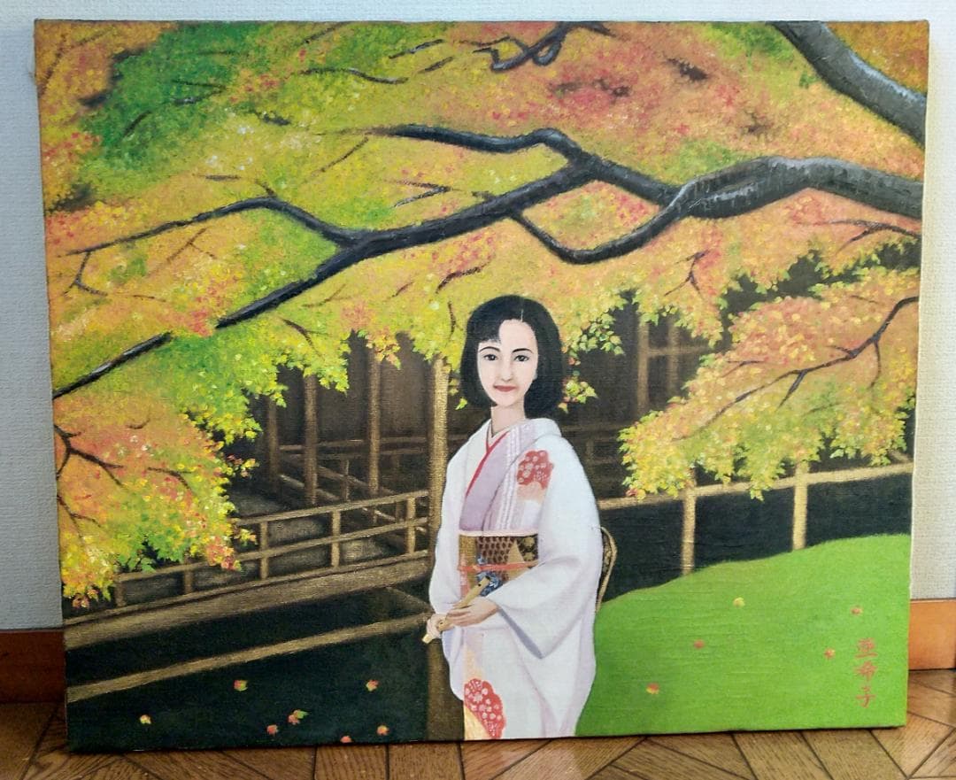 「古都の秋」Ｆ12 油彩画 油絵 風景画 絵画
