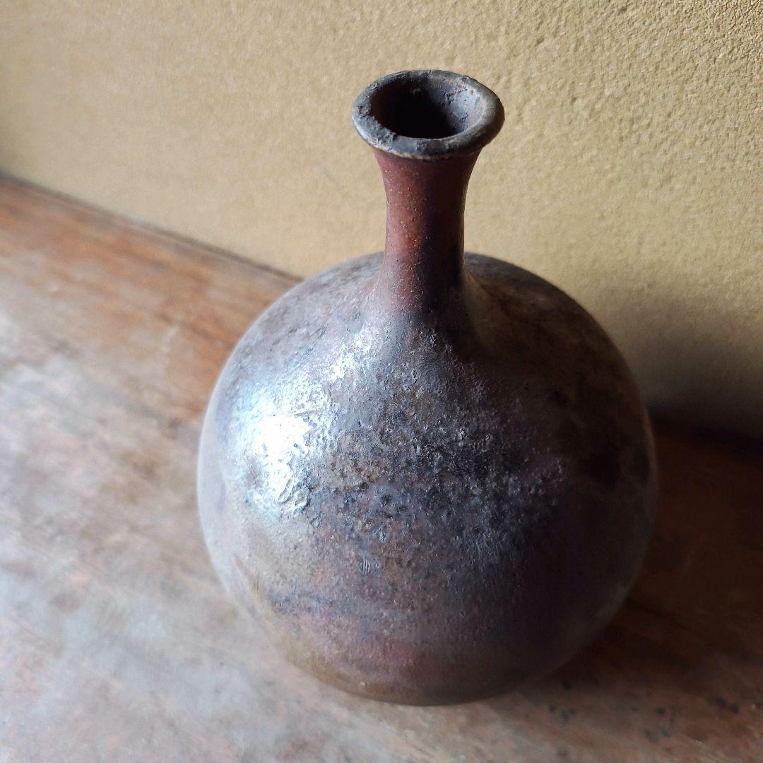 焼きムラが美しい 古陶器 花器 ヴィンテージ 陶器 古道具 花瓶 壺